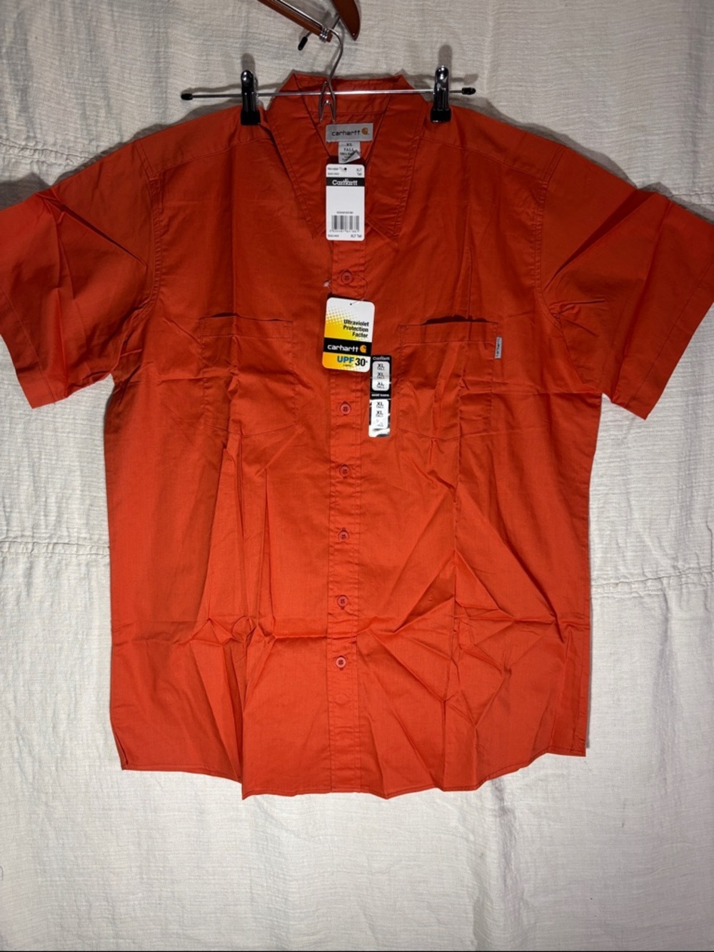 Carhartt Men's Short-Sleeve Button-Down Shirt — Orange